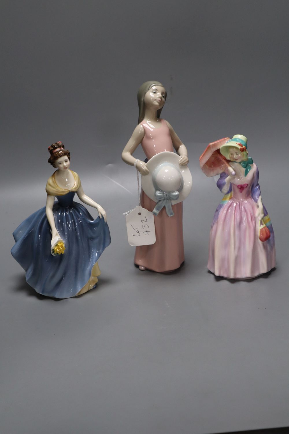 Two Royal Doulton figures and one Lladro figure (3)